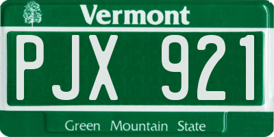 VT license plate PJX921