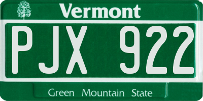 VT license plate PJX922