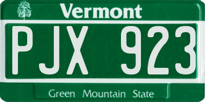 VT license plate PJX923