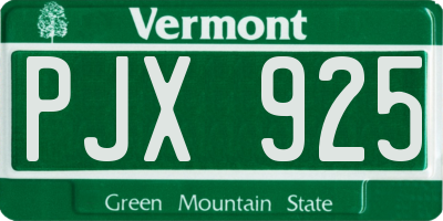 VT license plate PJX925