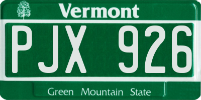 VT license plate PJX926