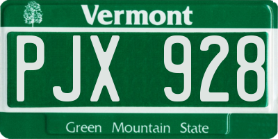 VT license plate PJX928