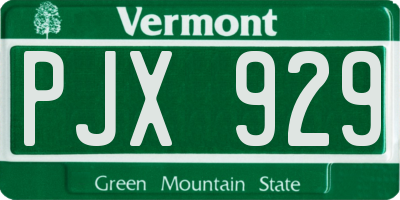 VT license plate PJX929