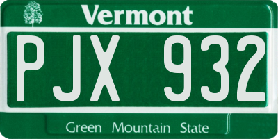 VT license plate PJX932