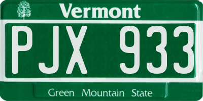 VT license plate PJX933