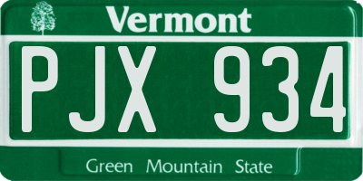 VT license plate PJX934