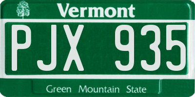 VT license plate PJX935