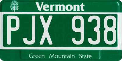 VT license plate PJX938