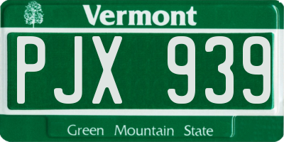 VT license plate PJX939