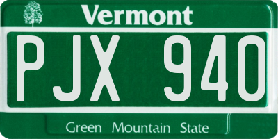 VT license plate PJX940