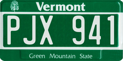 VT license plate PJX941