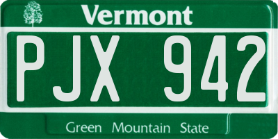 VT license plate PJX942