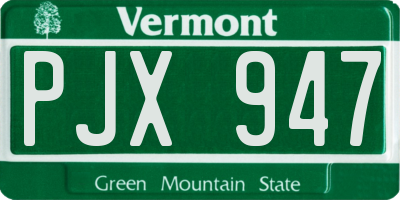 VT license plate PJX947