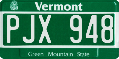 VT license plate PJX948
