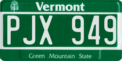 VT license plate PJX949