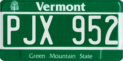 VT license plate PJX952