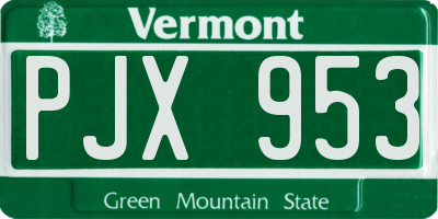 VT license plate PJX953