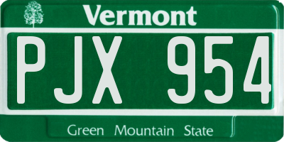 VT license plate PJX954