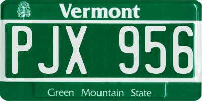 VT license plate PJX956