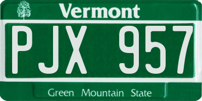 VT license plate PJX957