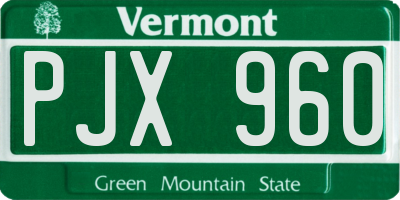 VT license plate PJX960