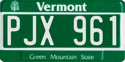VT license plate PJX961
