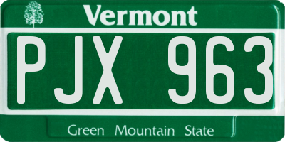 VT license plate PJX963