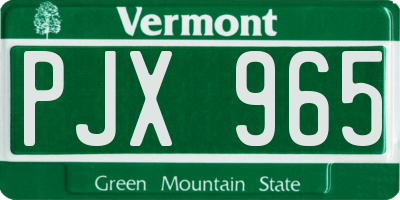 VT license plate PJX965