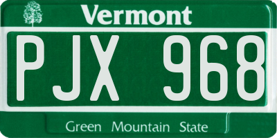 VT license plate PJX968