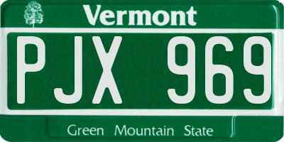 VT license plate PJX969