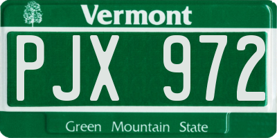 VT license plate PJX972