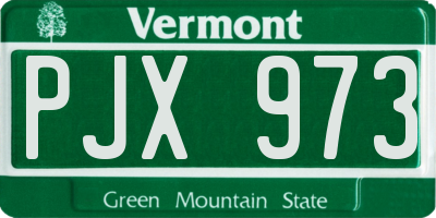 VT license plate PJX973
