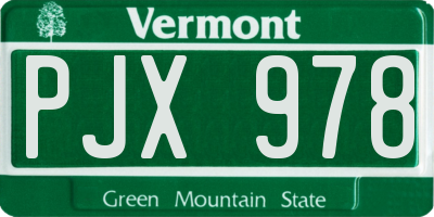VT license plate PJX978