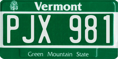 VT license plate PJX981