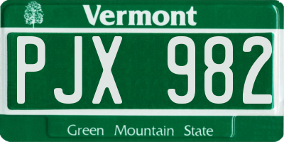 VT license plate PJX982