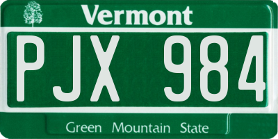 VT license plate PJX984