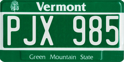 VT license plate PJX985