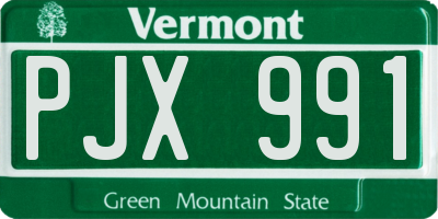 VT license plate PJX991