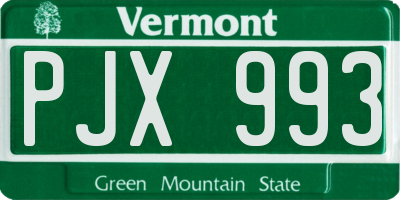 VT license plate PJX993