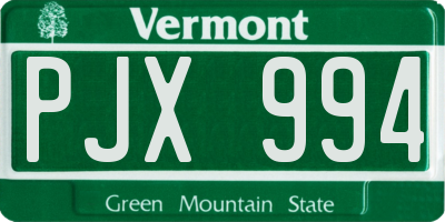 VT license plate PJX994