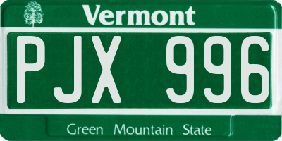 VT license plate PJX996