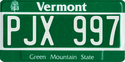 VT license plate PJX997