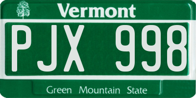 VT license plate PJX998