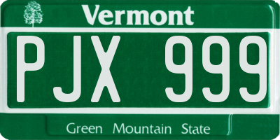VT license plate PJX999
