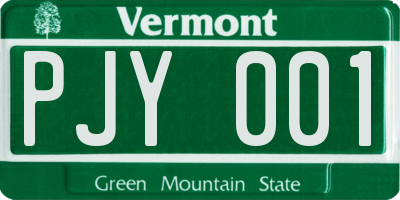 VT license plate PJY001