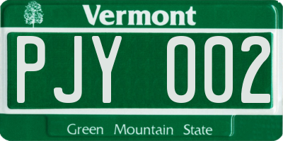 VT license plate PJY002