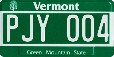 VT license plate PJY004