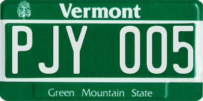 VT license plate PJY005