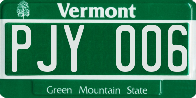 VT license plate PJY006