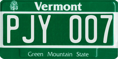 VT license plate PJY007